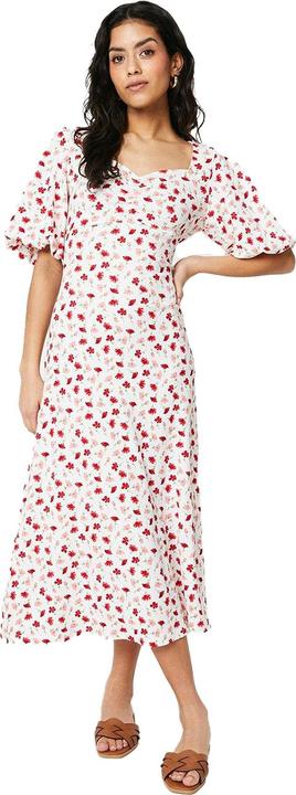 Immagine prodotto Dorothy Perkins Vestito Midi Piccola Stampa alla Moda Fronte Increspato Manica a Sbuffo Donna (38)