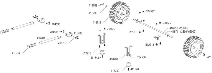 Actual product image AL-KO Wheel set & handles to power generator to 2500C, 3500C, 6500C