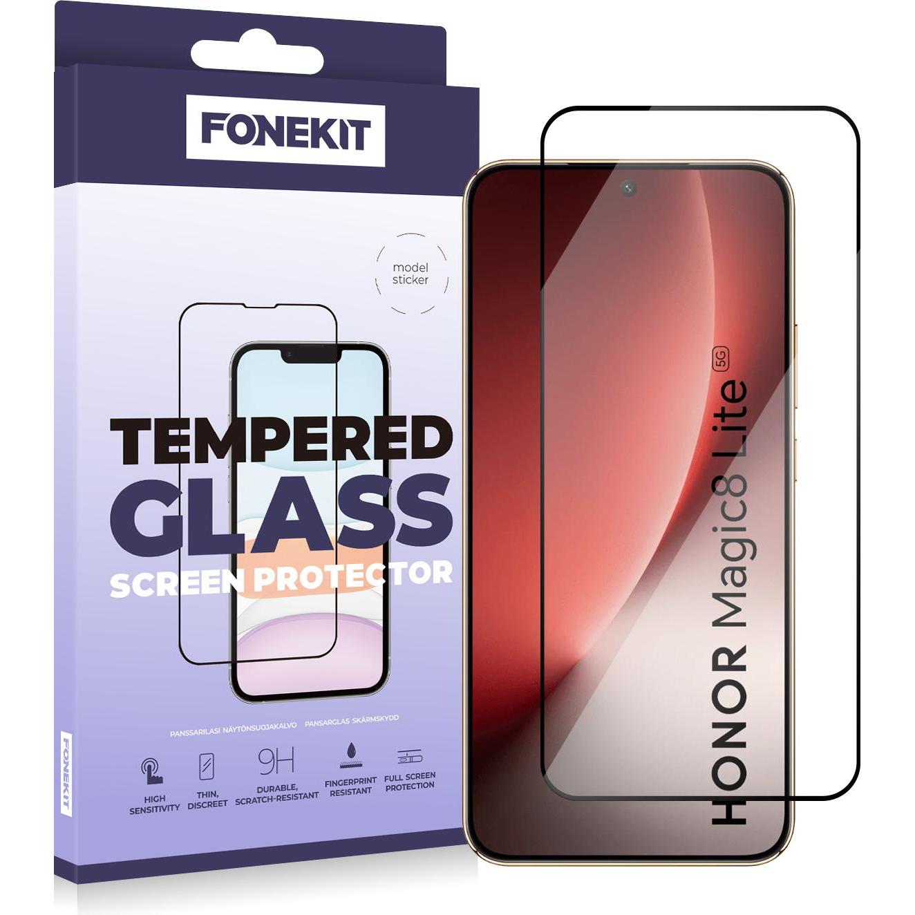 FoneKit Full Cover Tempered Glass, Honor Magic 8 Lite / Honor X9D (1 pz., Honor X9), Pellicola protettiva smartphone, Trasparente