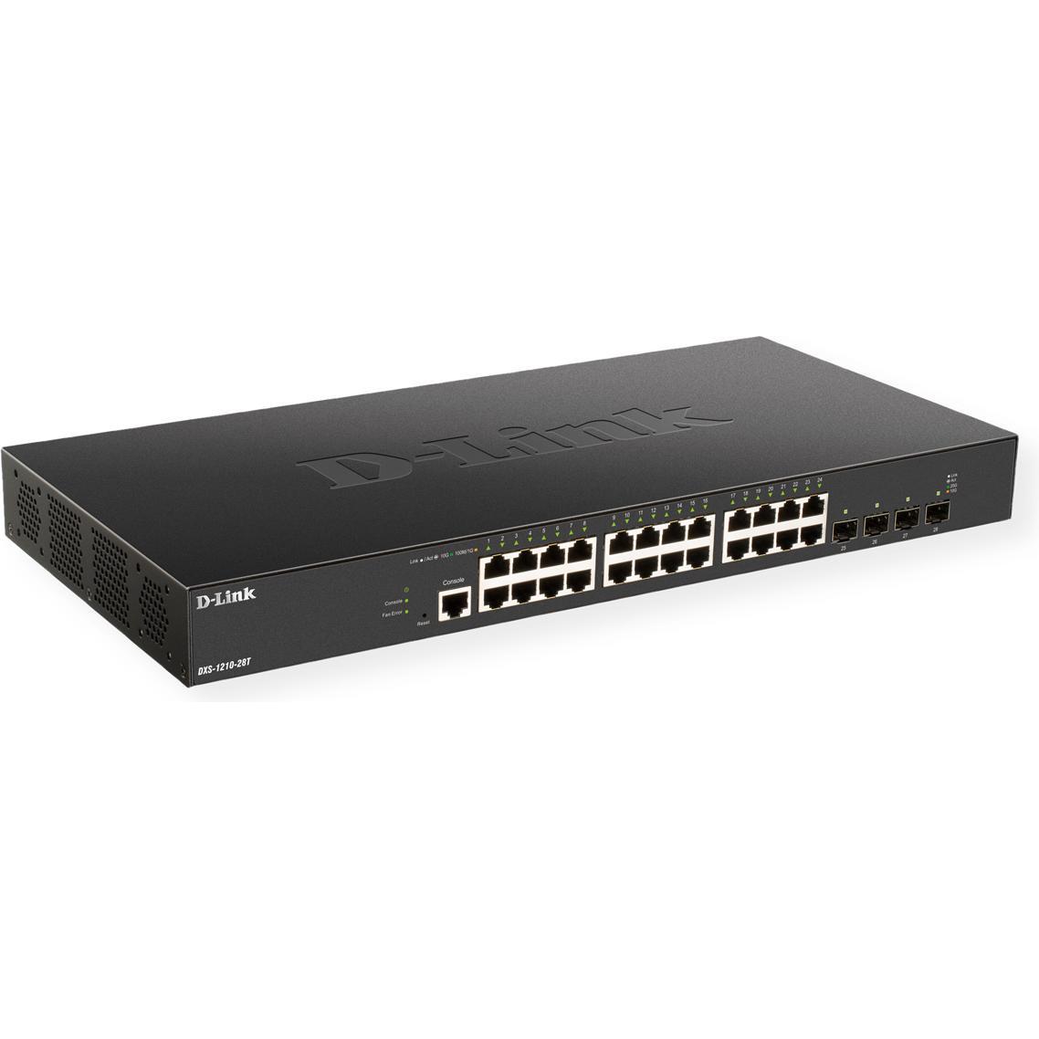 D-Link Gigabit Ethernet Switch (28 Ports), Netzwerk Switch, Schwarz