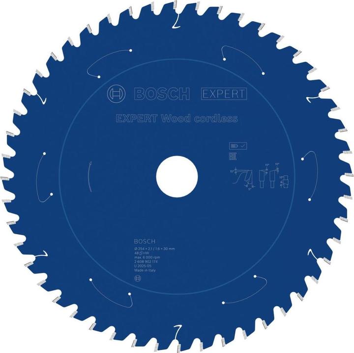 Bosch Professional Zubehör EXPERT Wood Kreissägeblatt, 254x30 mm, T48