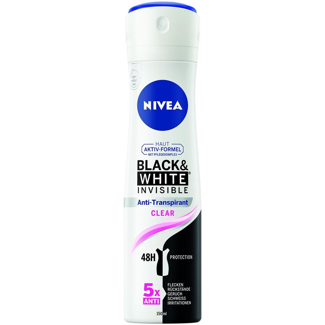 NIVEA, Deo, Black & White Invisible Clear (Spray, 150 ml)