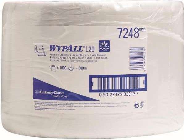 Actual product image Wypall Wiping cloths L20 Extra 2-ply 38x23.5cm large roll white (1 x)