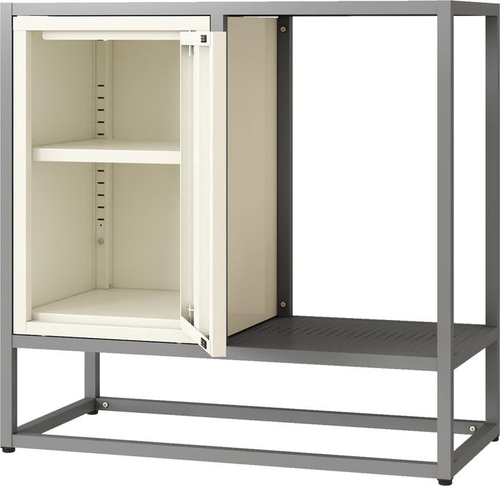 Image du produit En.Casa Sideboard Burlöv Stahl 70x72x35 cm Grau/Weiss (72 x 35 x 70 cm)