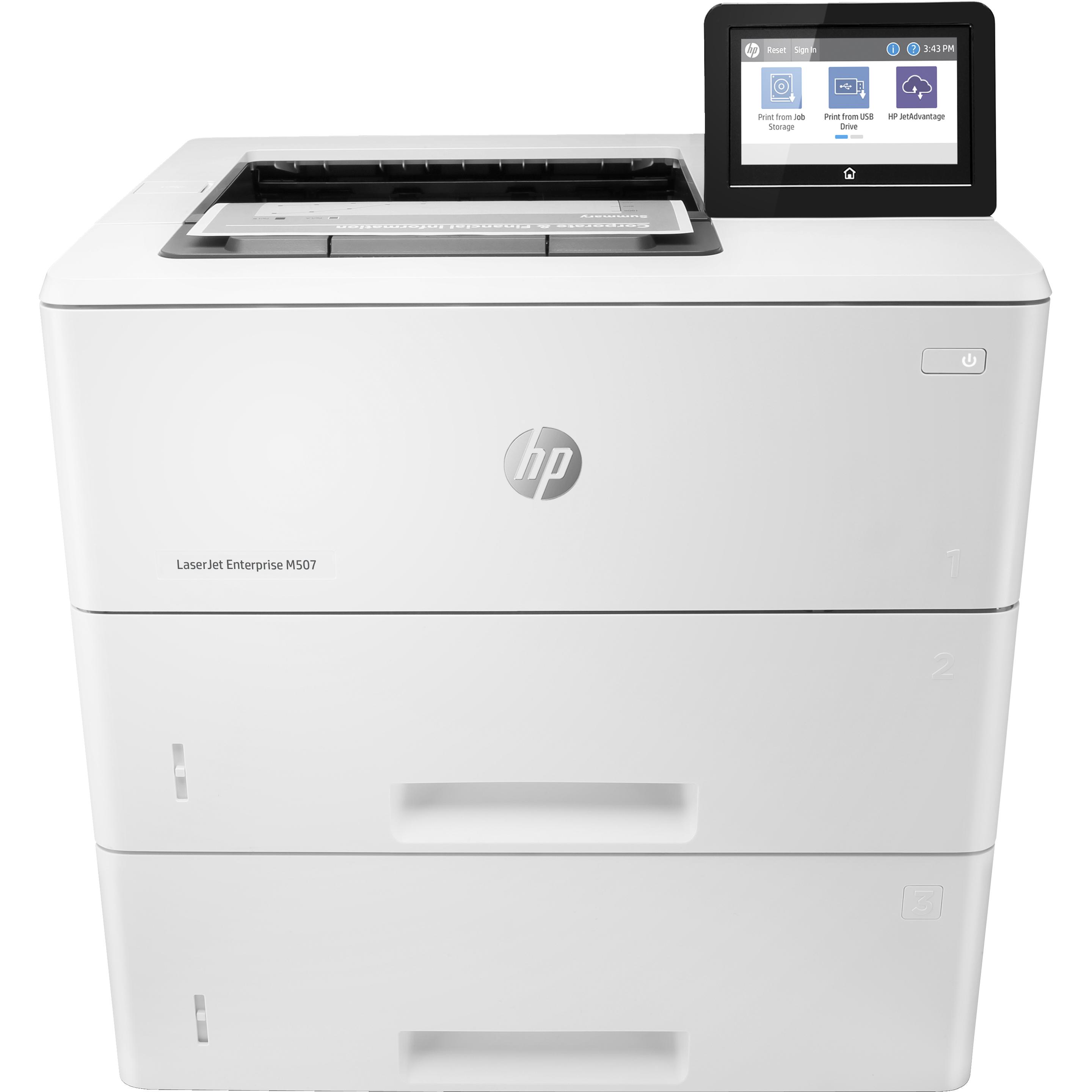 HP M507x LaserJet Enterprise (Laser, Schwarz-Weiss), Drucker, Weiss