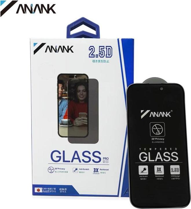 Actual product image Anank 2.5D Transparent Privacy (Korean LG Privacy Glue) armoured glass for iPhone 16 (1 Piece, Apple iPhone 16)