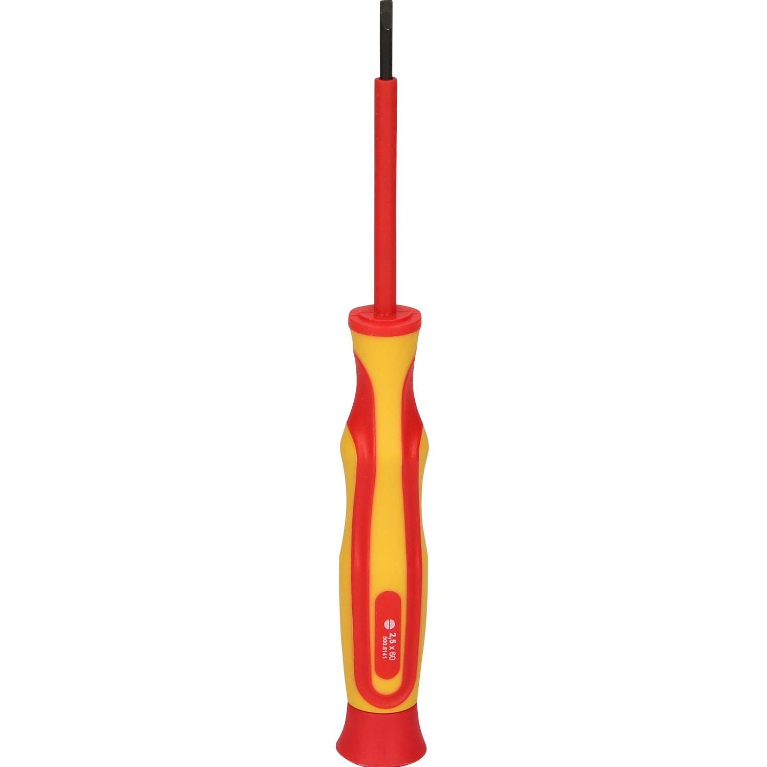 KS Tools, Schraubenzieher, Präzisions-Schraubendreher mit Schutzisolierung für Schlitzschrauben, 2,5mm (Schlitz)