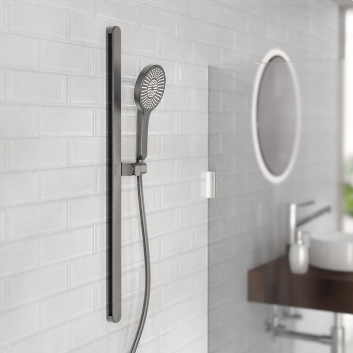 Actual product image Schütte Shower bar set bathroom KARIBIK bar shower set graphite matt oval Including hand shower 64202 (3 Beam types, 16 l/min)