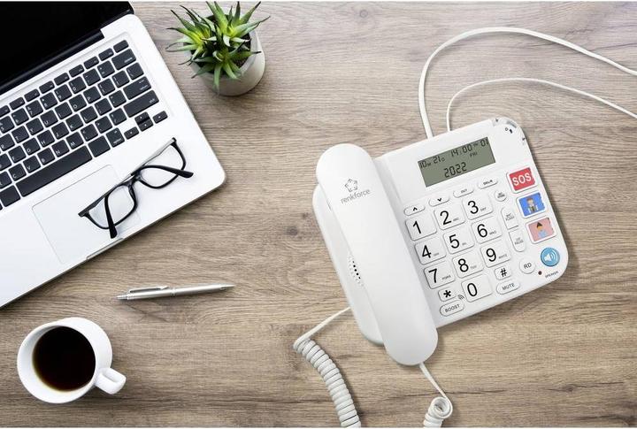 Image du produit Renkforce RF-DP-400 Téléphone filaire pour seniors Mains libres Écran LCD Blanc