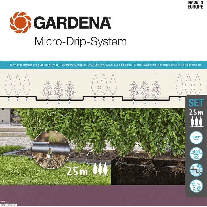Image du produit Gardena Kit haie/arbuste Micro-Drip 25m (Kit d'irrigation goutte à goutte)