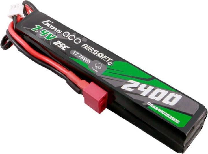 Image du produit Gens Ace 25C 2400mAh 2S2P 7.4V Saddle Airsoft Gun Lipo Battery with Mini Deans(T) Plug (7.40 V, 2400 mAh)