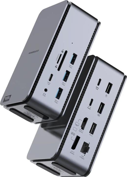 Actual product image Powerology 15 in 1 Dual Dock Station PD 100W (USB-C, 15 ports)