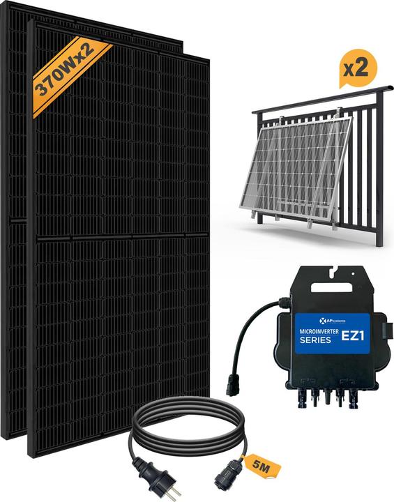 Enjoy solar Balkon PV-Anlage - EZ1-M 600W (Halterung verstellbar) (740 W)