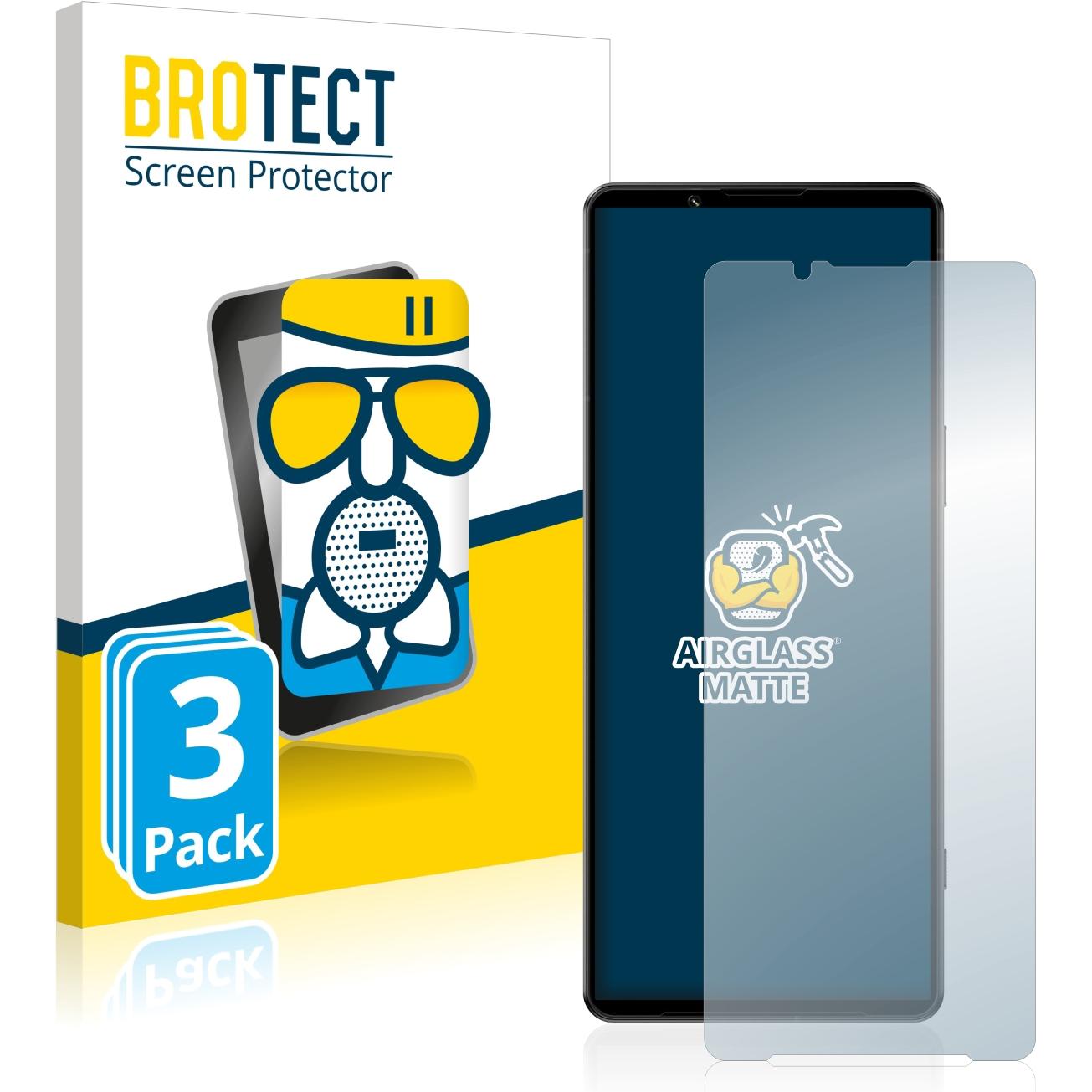 BROTECT AirGlass Panzerglasfolie Matt (3 Stück, Sony Xperia 1 IV), Smartphone Schutzfolie, Grau