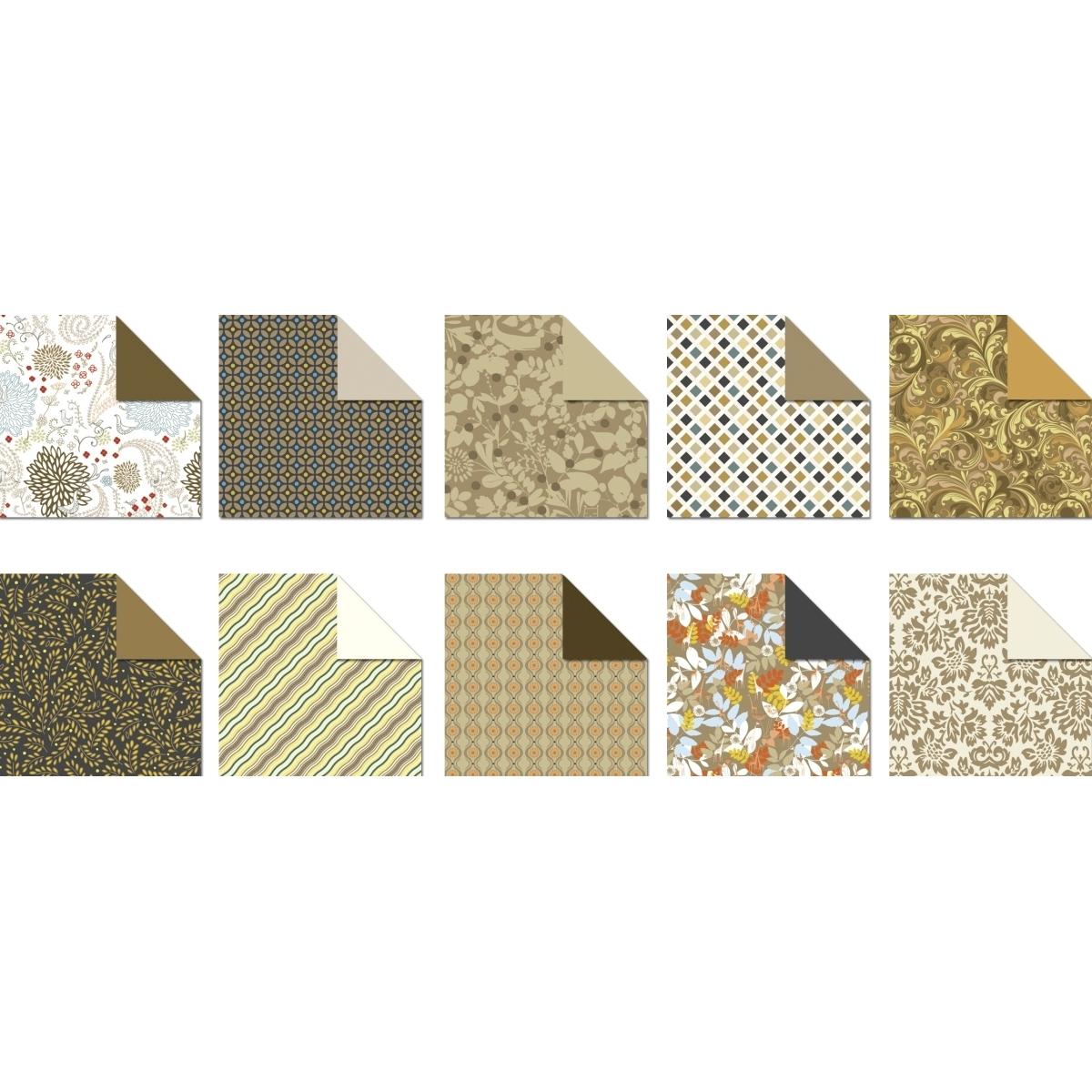 Ursus, Bastelpapier, Desinpapier Faltblätter 'Amber' 100g/qm 20x20cm VE=50 Blatt sortiert 10 Designs (100 g/m², 50 x)