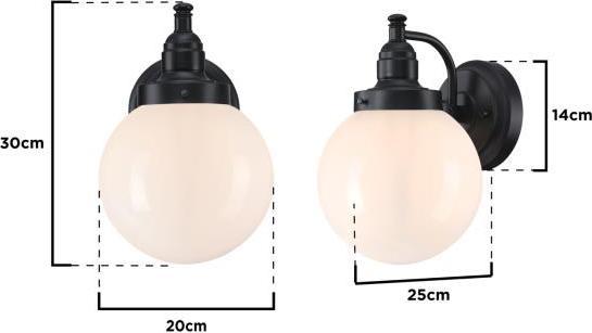 Actual product image Westinghouse Outdoor Wall Light Eddystone Sphere Opal Single Flame (E27, IP44)