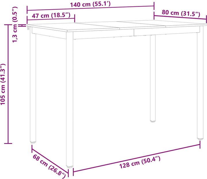 Image du produit vidaXL Esstisch (140 x 80 x 105 cm)