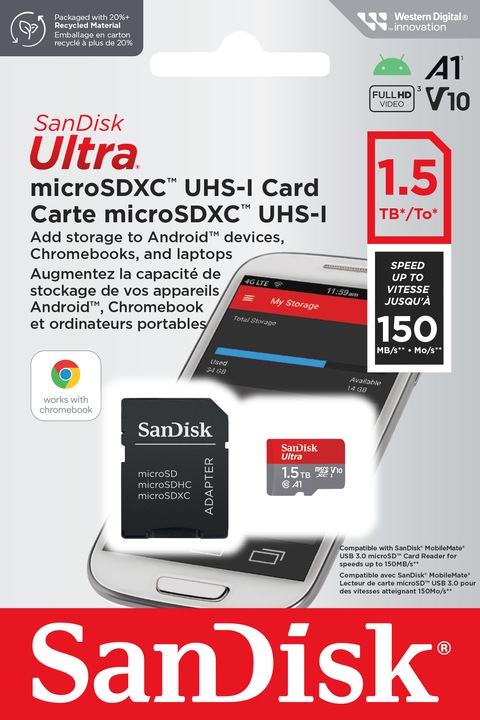Produktbild SanDisk Ultra mit Adapter (1500 GB, microSDXC, U1, UHS-I)