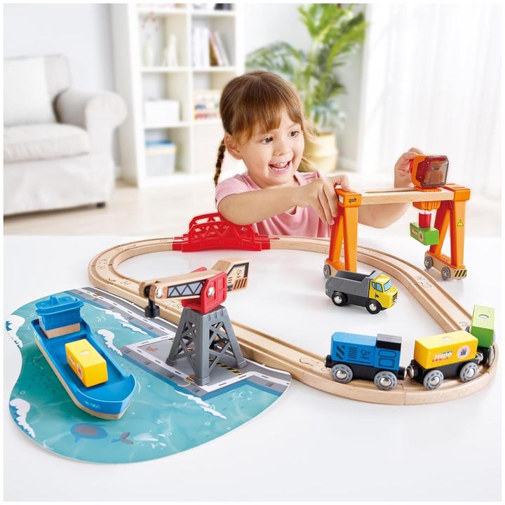 Actual product image Hape Lift + Load Harbour Set