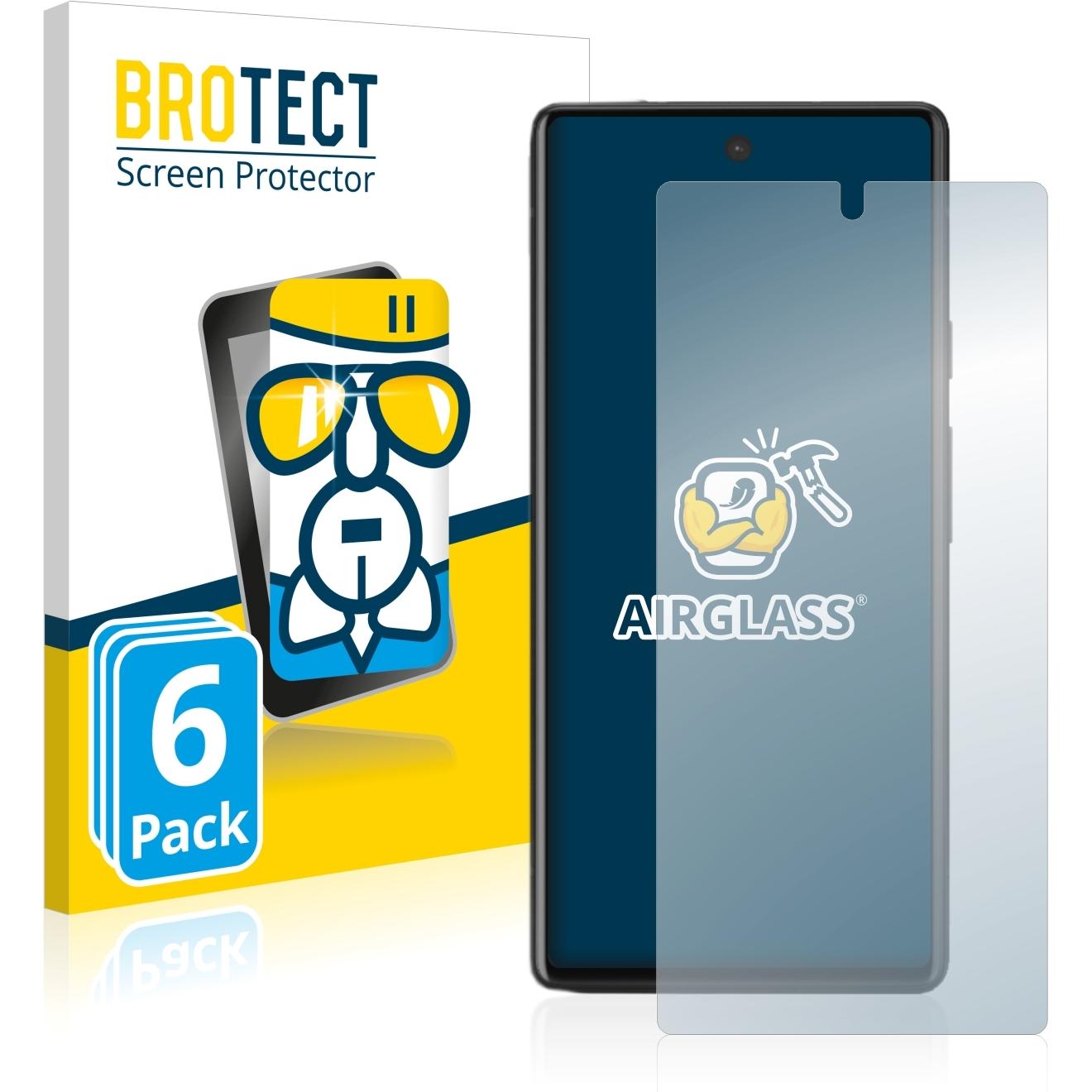 BROTECT AirGlass Panzerglasfolie (6 Stück, Google Pixel 6a), Smartphone Schutzfolie, Transparent