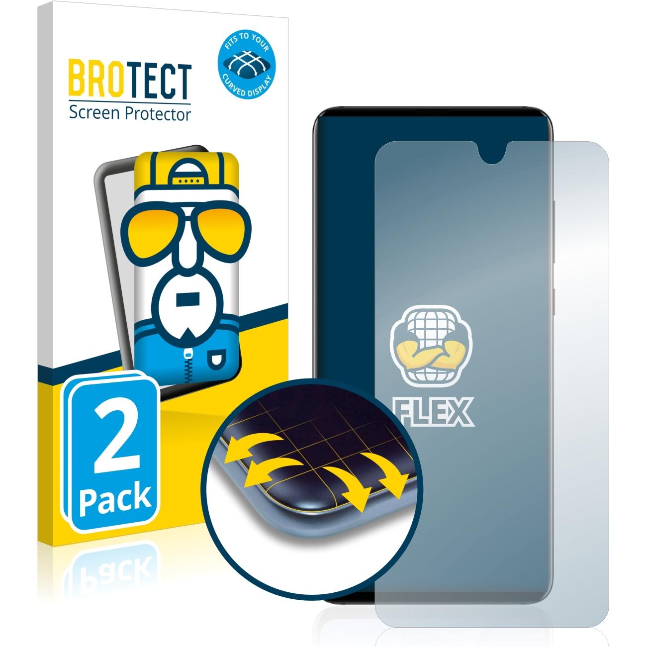 BROTECT Full-Cover Displayschutz (2 Stück, Huawei Mate 20), Smartphone Schutzfolie, Transparent