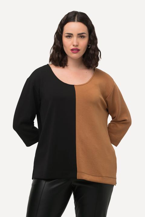 Actual product image Ulla Popken 3/4 Sleeve Scoop Neck Colorblock Sweatshirt (46, 48)