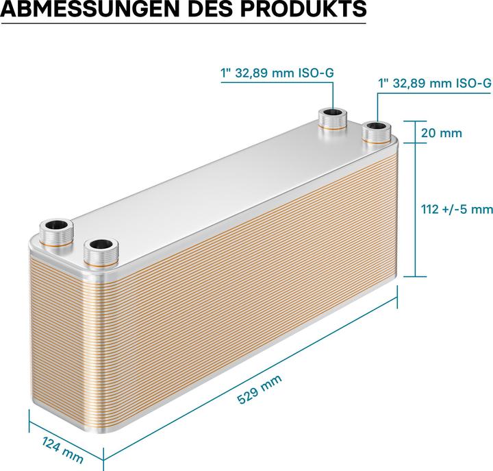 Produktbild Wiltec Edelstahl Wärmetauscher 50 Platten 550 kW Plattenwärmetauscher Wärmeüberträger