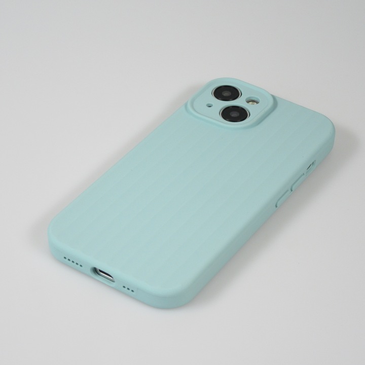 Produktbild PhoneLook Hülle Mattes Soft-Touch-Silikon mit Relieflinien Türkis (Apple iPhone 14)