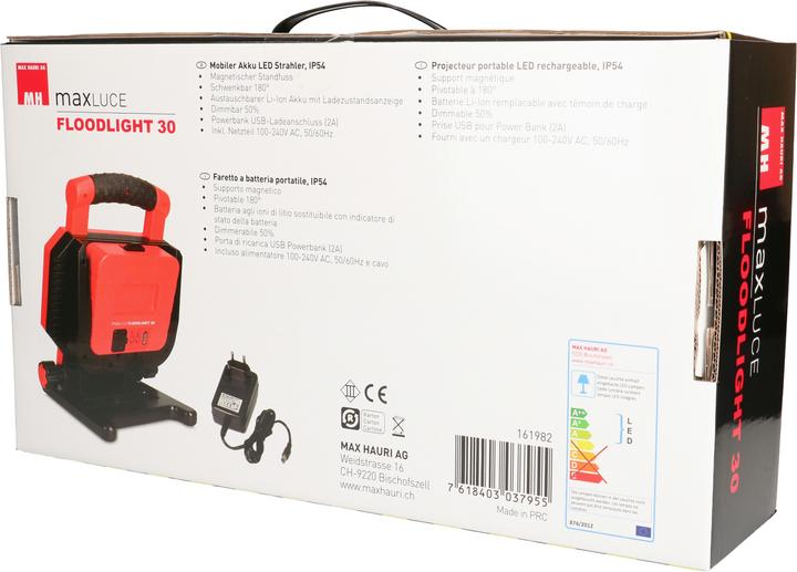 Actual product image Max Hauri LED rechargeable work light "FLOODLIGHT 30 (2500 lm)