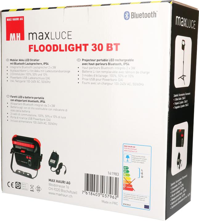 Actual product image Max Hauri LED battery work light "FLOODLIGHT 30 BT (2500 lm)