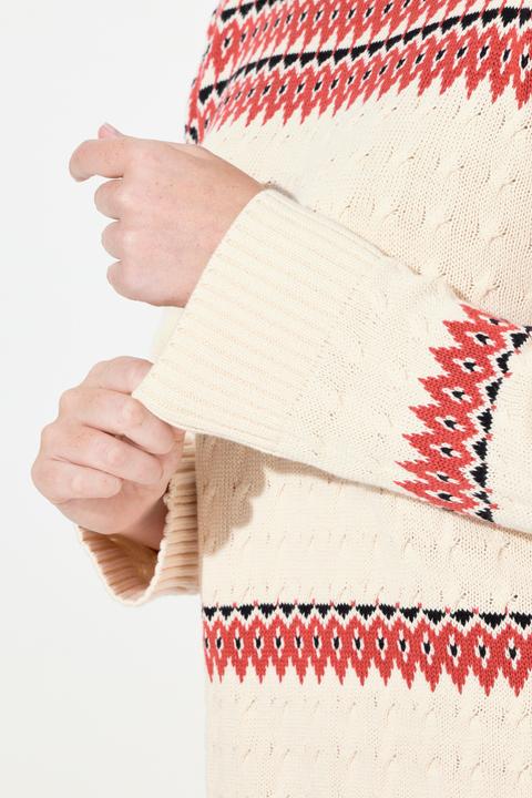 Immagine prodotto Ulla Popken Maglione in cotone biologico con tecnica Fair Isle, scollo a girocollo e maniche lunghe (46, 48)