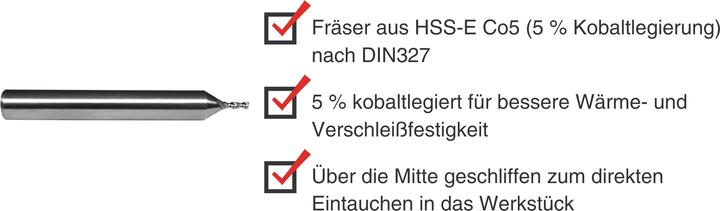 Immagine prodotto Paulimot Langlochfräser Ø 2,0 mm 45°, 2-schneidig