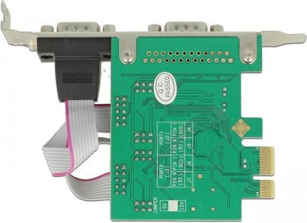 Actual product image Delock PCI Express card > 2 x Serial RS-232 High Speed 921K with power supply