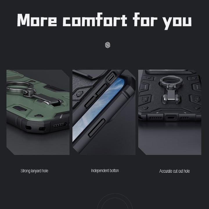 Actual product image Nillkin CamShield Armor Pro Magnetic Case for iPhone 14 Plus MagSafe Armored Cover Stand Ring Black (Apple iPhone 14 Plus)