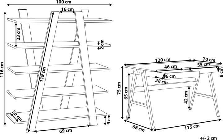 Immagine prodotto Beliani Set di mobili per ufficio bianco / legno chiaro fabton ESCALANTE/SHESLAY (100 x 33 x 116 cm)