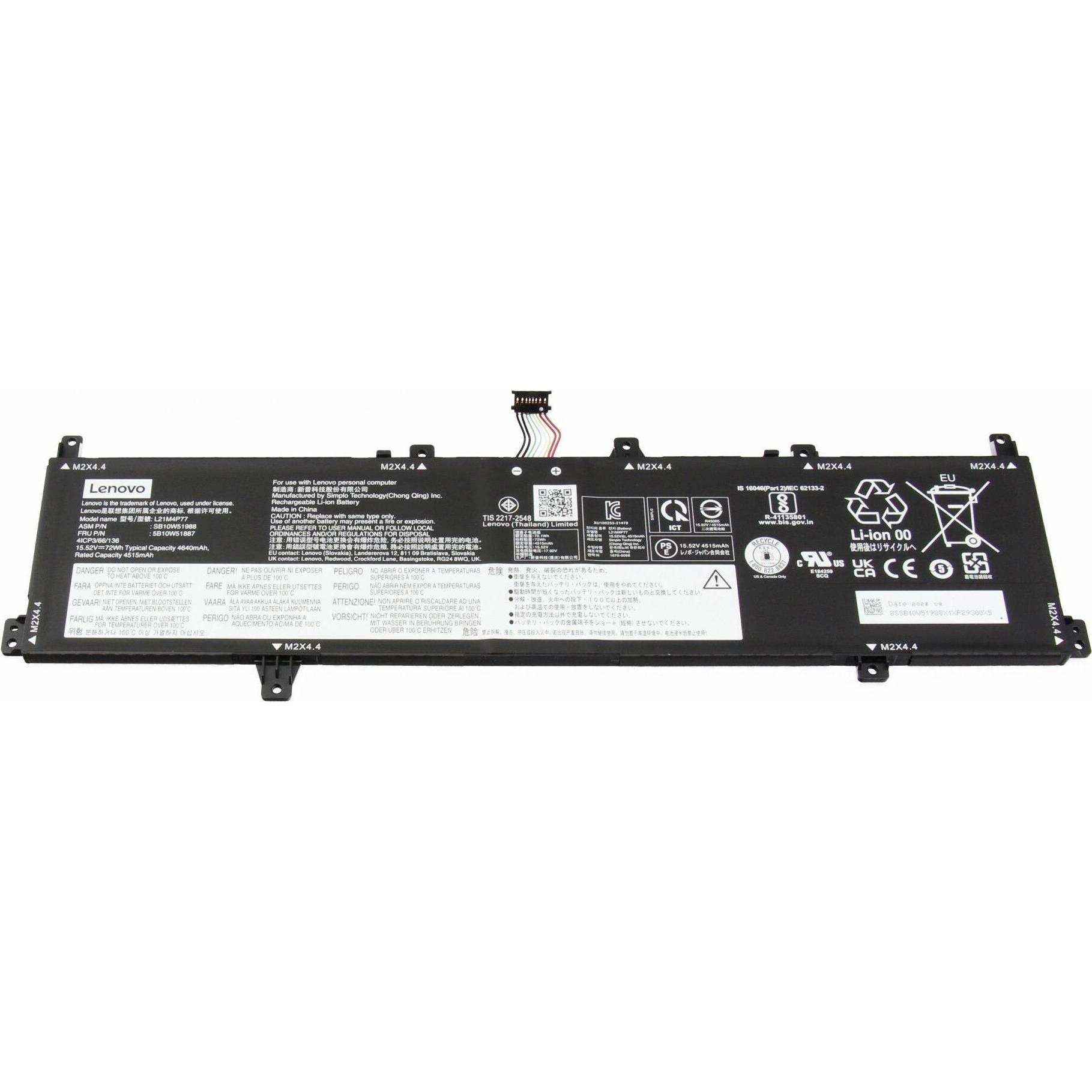 Lenovo 5B10W51889 (4 Zellen, 4640 mAh), Notebook Akku
