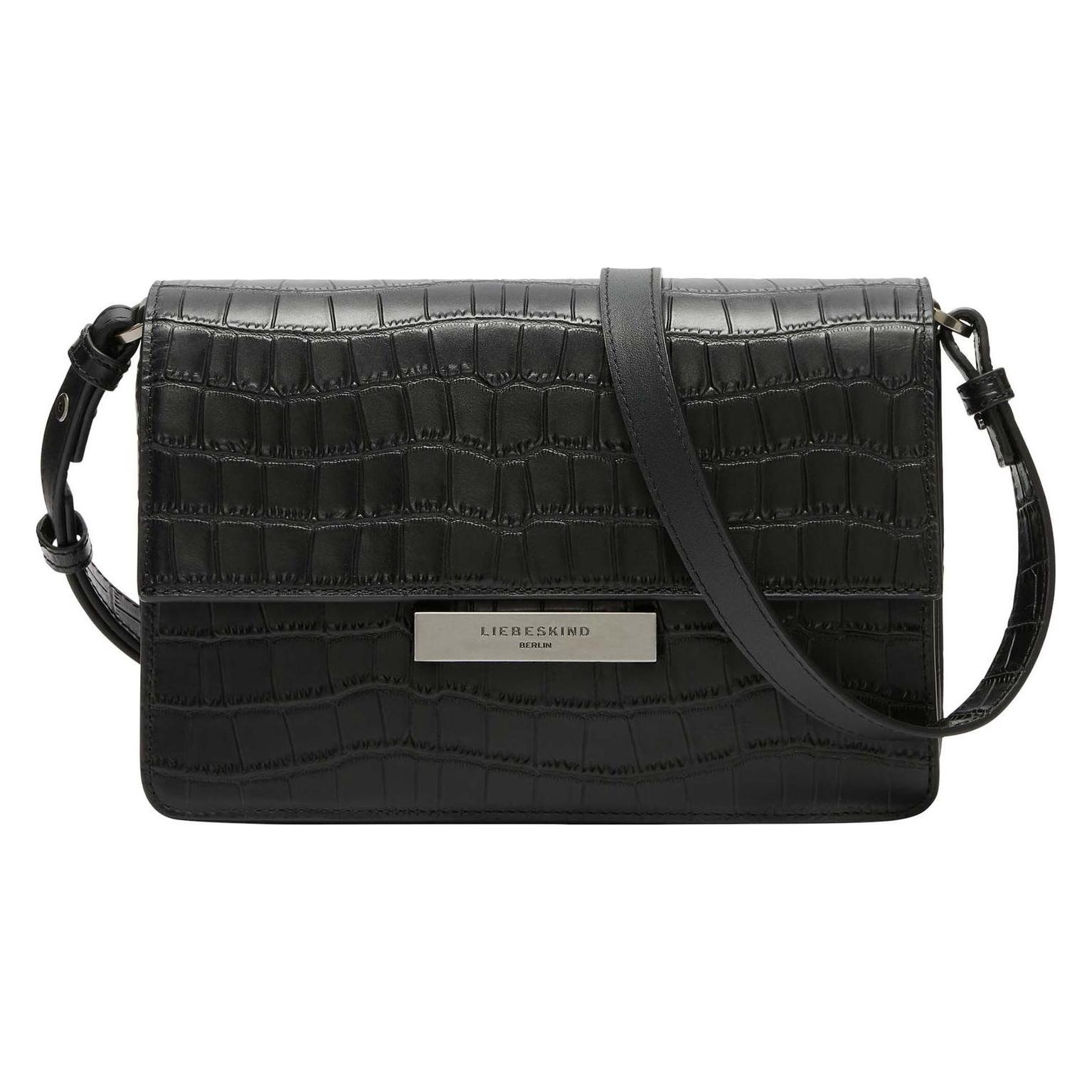 Liebeskind Berlin, Damen, Handtasche, Crossbody Geräumige Crossbody-Bag In Kroko-Optik, Schwarz