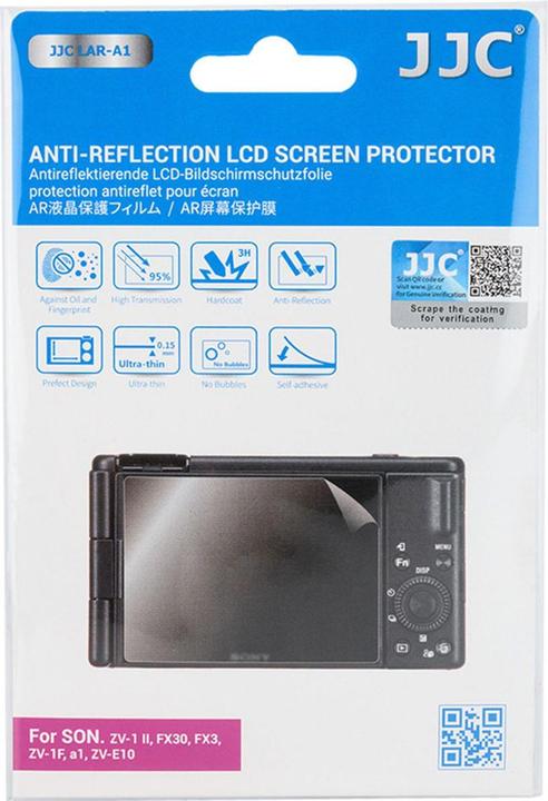 Actual product image JJC LAR A1 Anti Reflection LCD Screen Protector (Sony ZV 1 II, Sony FX30, Sony FX3, Sony ZV 1F, Sony A1