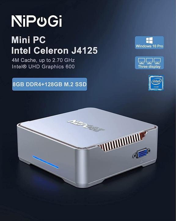 Produktbild NiPoGi Mini PC (Celeron J4125, 8+128GB)