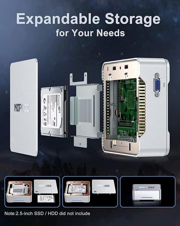 Produktbild NiPoGi Mini PC (Celeron J4125, 8+128GB)