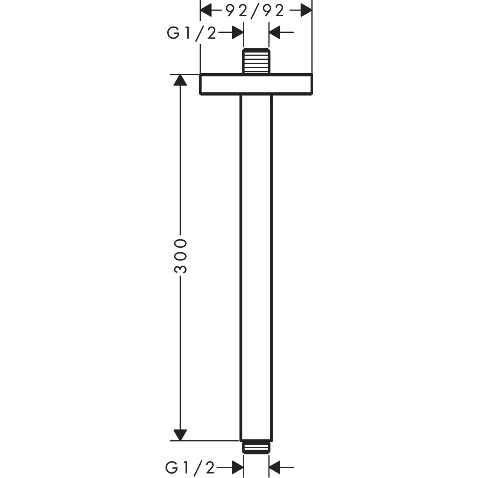 Thumbnail - hansgrohe, Badarmatur, AXOR ShowerSolutions Deckenanschluss, 300 mm, eckig, 26438