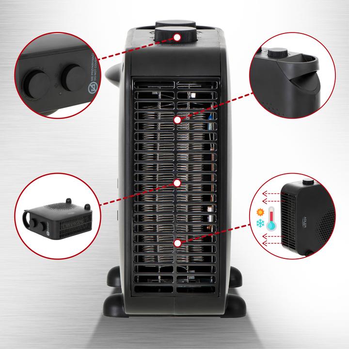 Actual product image Adler Heater AD 7725b Fan heater, 2000 W, Number of power levels 2, Juodas (2000 W)
