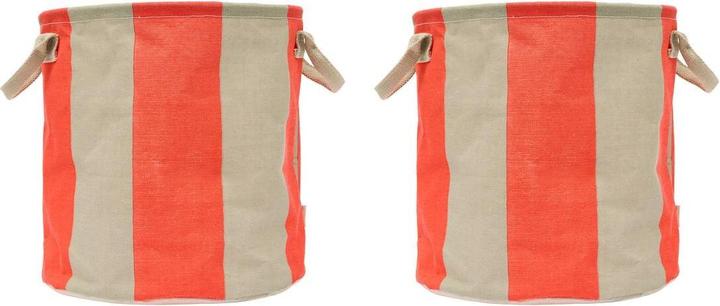 Immagine prodotto OYOY Living Wäschekorb Kara 2 Stück, 25 l, Kirschrot/Weiss (25 l)