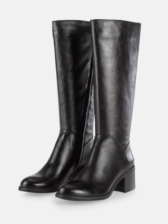 Produktbild Felmini MIRA D946 Stylische hohe Stiefel mit niedrigem Absatz, gefertigt aus echtem weichem schwarzem Leder. (36)