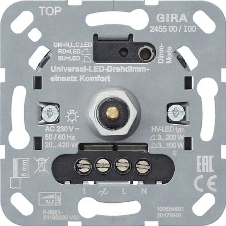 Produktbild Gira Universal LED Drehdimmer 245500 Einsatz Komfort