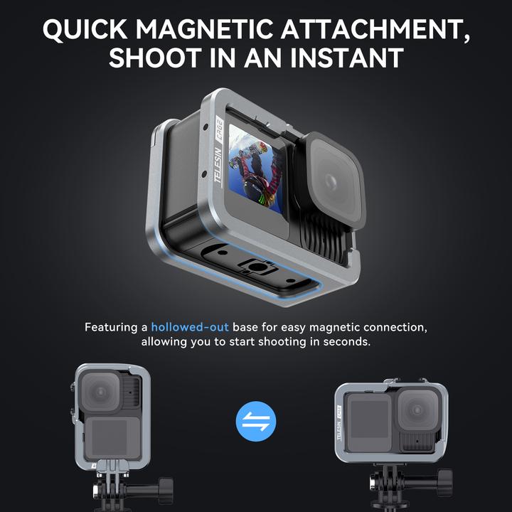 Actual product image Telesin Metal Cage V2 For GoPro HERO 13/12/11/10/9 (T-S6-FMS-14-TGP)