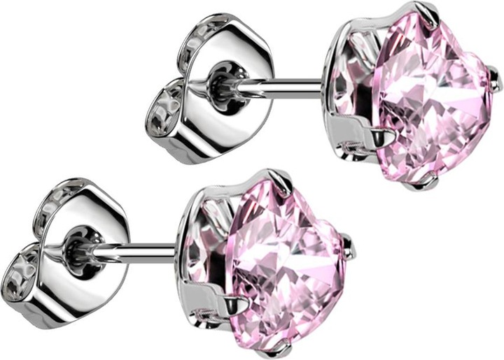 Immagine prodotto Star Piercing Orecchini a perno in argento con cuore di cristallo rosa (Acciaio chirurgico 316L, senza ottone)