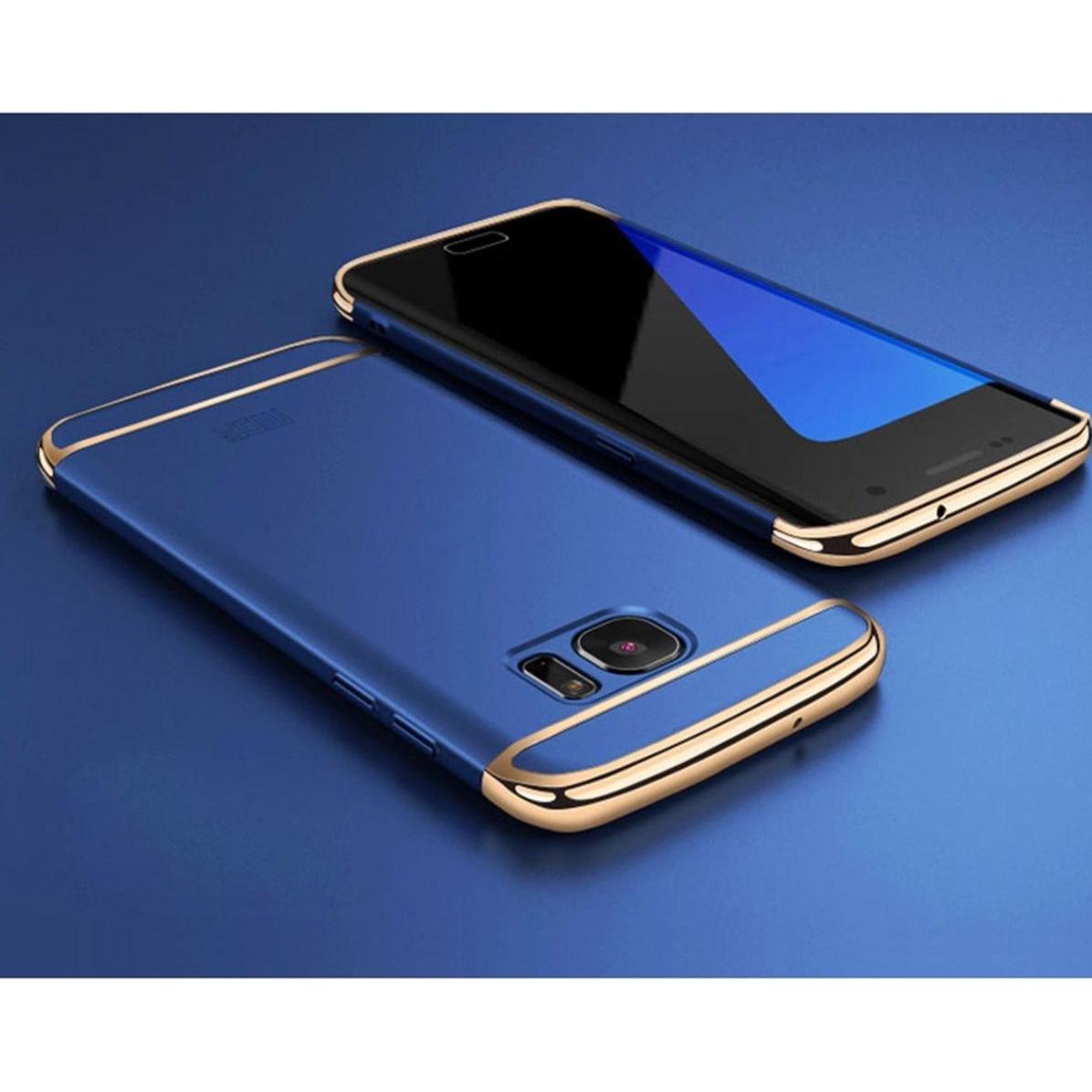 Thumbnail - König Design Handy Hülle Schutz Case für Samsung Galaxy S7 Bumper 3 in 1 Cover Chrom Blau Neu (Samsung Galaxy S7), Smart...