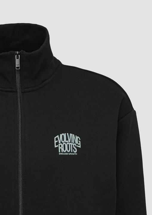 Produktbild s.Oliver Sweatshirt Jacke Sweatshirt-Jacke mit Stehkragen und Frontprint (L, XL)