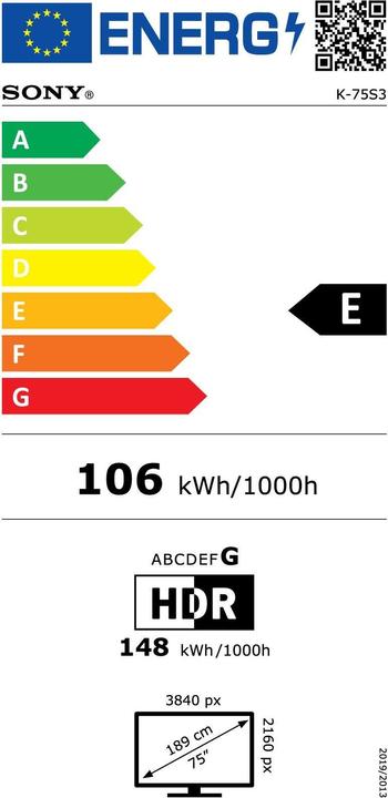Energie-Label Sony K-75S3 (75", LCD, 4K, 2025)
